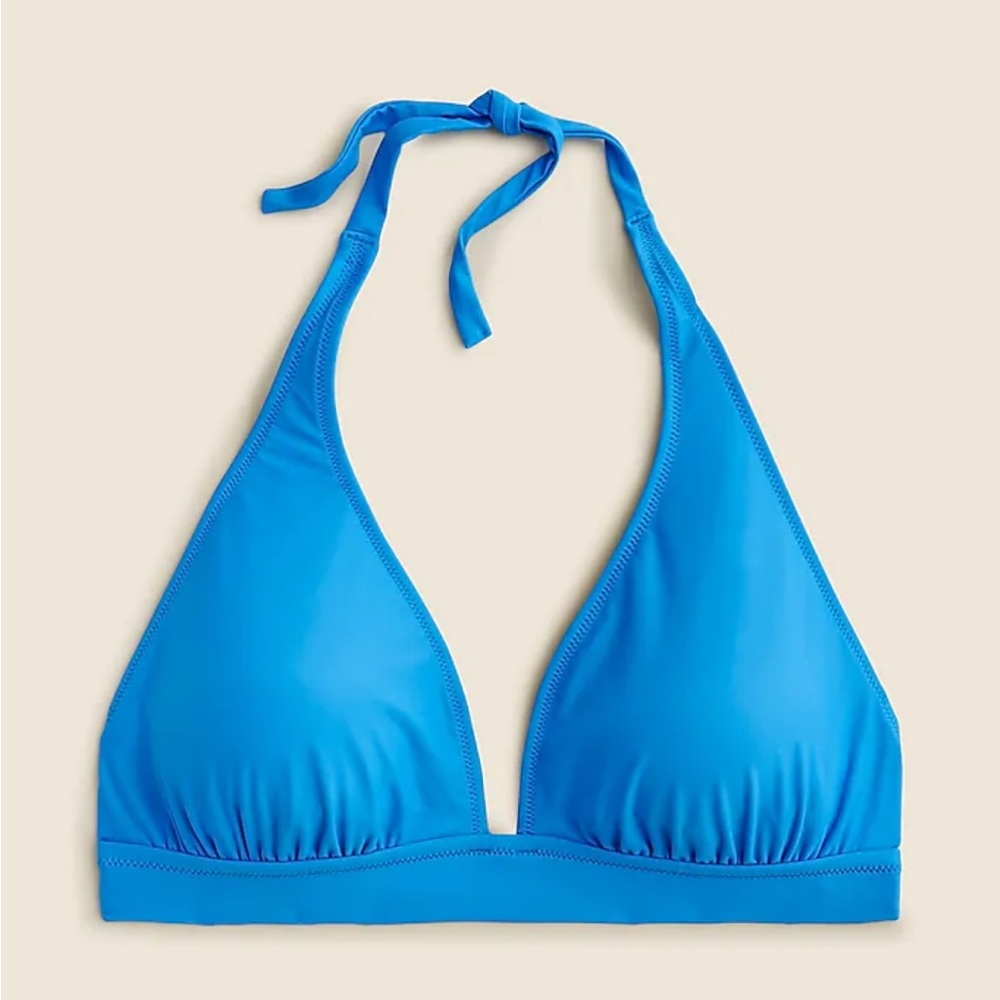 J. Crew DD Halter Tie-Back Bikini Top with Mesh in Bondi Blue, size L (DD)